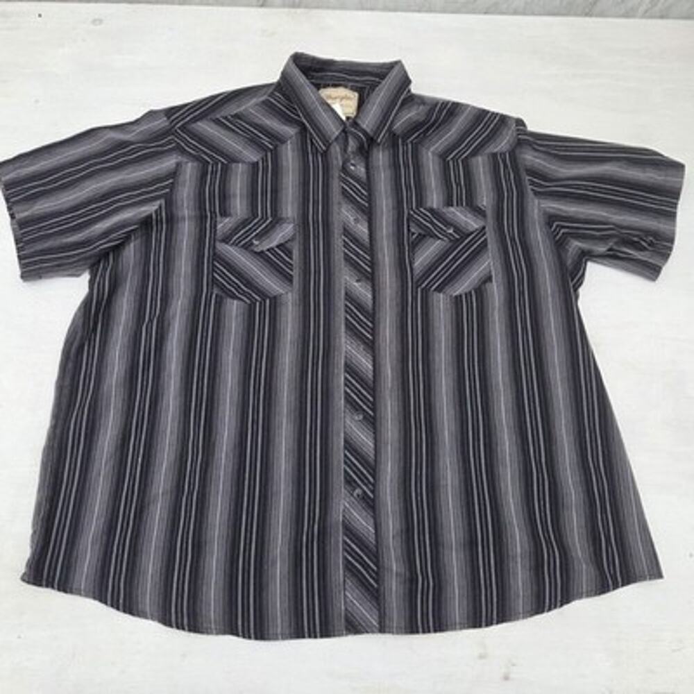 Wrangler Western Shirt Pearl Snap 3XL Cowboy Farming Rodeo Striped Short Sleeve